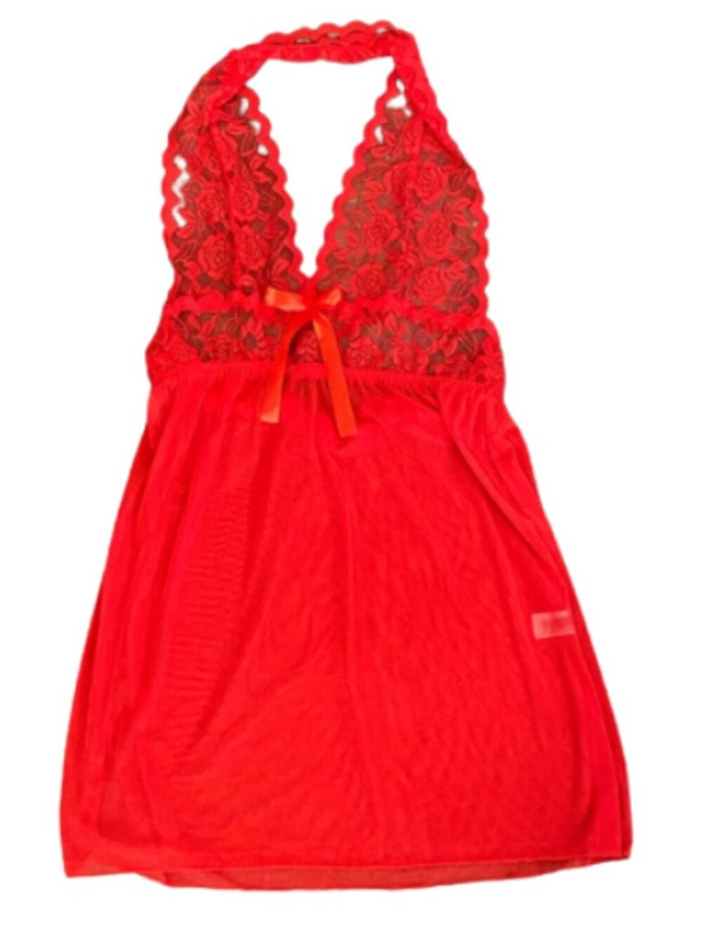 Penthouse lingerie bright red sexy lace halter top night gown chemise size s/m